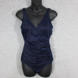 SwimShaper Women's One Piece Swimsuit Size 12 Blue Vintage Slimming Shaping